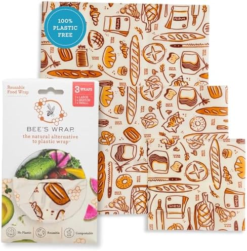 Bee's Wrap Beeswax Food Wraps, 3 Pack Assorted - Bakery Lane by BeesWrap