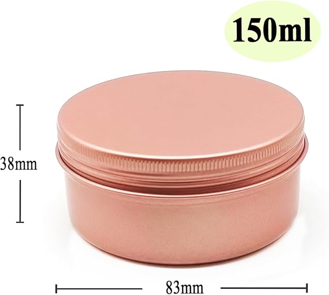 6pcs 150ml Aluminum Tin Jar with Screw Cap Lid, Empty Refillable Makeup Lip Balm Container Round Travel Jar Cosmetic Pots, Metal Cans for Slime Salve Cream Candle Powder Tea Beads, Matte-Pink