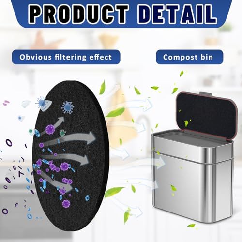 Reallnaive Square Compost Bin Charcoal Filter Sheets, Activated Carbon - Image 4