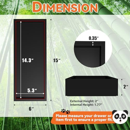 Lixple Bamboo Kitchen Drawer Organizer, 2 Pack, 15" x 6" x 2", Black - Image 2