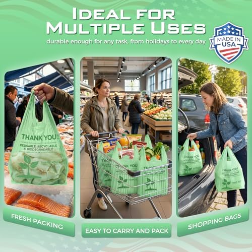 Fuxury Green Plastic Thank You Bags (20000 Count) 11.5 x 6.5 x 21, Grocery, Take Out, To Go, Retail Shopping T-shirt Bags for Small Business in Bulk (Made in USA) - Image 6