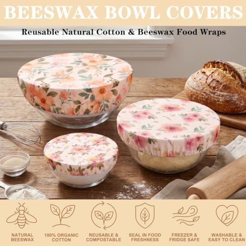 Sitsink Beeswax Bowl Covers Floral Reusable Food Wrap 5 Pack - Image 3