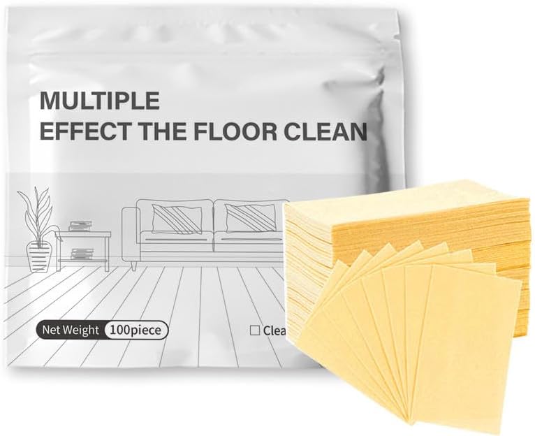 100 PCS Floor Cleaning Sheets, Multi-Effect Water Soluble Floor Cleaner Tablets for Hardwood, Tile, Laminate, Deep Stain Removal Fresh Scent (Yellow) by Unknown