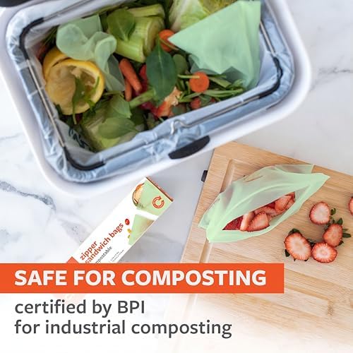 Full Circle Home Compostable Zipper Bags, Resealable Food-Safe Bags, 50ct - Image 4