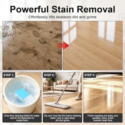Floor Cleaner Tablets for Mopping, 100 PCS Multi Surface Floor Cleaning Tablets, Jasmine Scent Mop Solution Concentrate for Sealed Hardwood, Laminate, Vinyl Plank, Tile and Wood Floors - Image 3