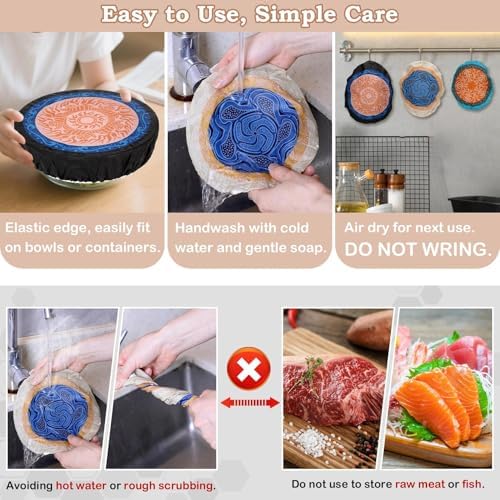 5Pcs Reusable Beeswax Elastic Bowl Covers for Bread Proofing and Food Cover - Image 6
