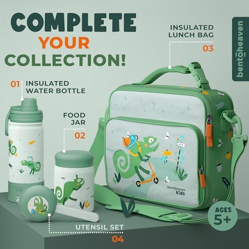Bentoheaven Kids Utensils Set with Case, Reusable Fork & Spoon, Chameleon - Image 6