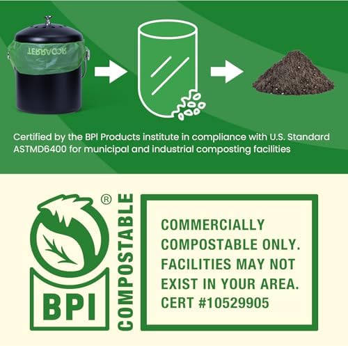 1.3 to 1.6 Gallon Compostable Trash Bags, 35 Count Green Compost Bags for Countertop Bin, Food Waste, Dispenser Packs Organic Biodegradable Bags BPI Certified Meet ASTM D6400 Standard - Image 4