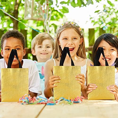 Eccliy 80 Pcs Reusable Gift Bags, Medium, Gold with Black Handles - Image 2