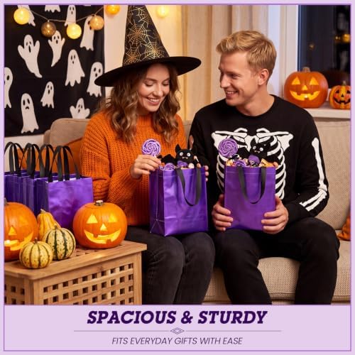 Eccliy 105 Pcs Reusable Gift Bags Set Glossy Grocery Gift Tote Bag with Handle for Wedding, Back to School, Halloween, Summer Party (10 x 8 x 4.7 Inch,Purple) - Image 5