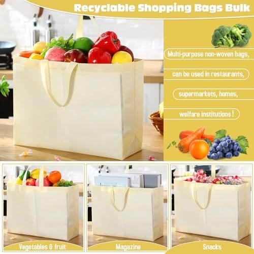 Windyun Reusable Grocery Bags Large Non Woven Shopping Bags with Handles Foldable Portable Tote, 16x6x12 Inch - Image 5