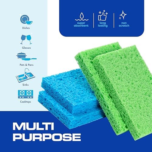 SCRUBIT 48-Count Sponges Kitchen for Dishes Cleaning - Non-Scratch Dish Scrub Sponge - Packaging May Vary, Natural Cellulose Kitchen Sponges - Image 4