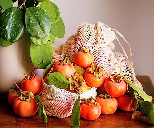 Mesh Large Produce Bag - 100% Organic Cotton Bags for Grocery & Storage - Produce Storage Bags, Tote Bags with Drawstring - Reusable, See-Through Cotton Produce for Fruits & Vegetables (6 Pack, Large) - Image 2