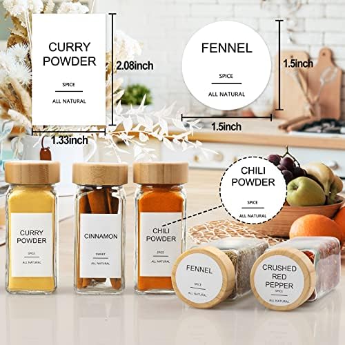 Glass Spice Jars with Bamboo Lid & 398 Label for Cabinet & Drawer Organizer - Image 4