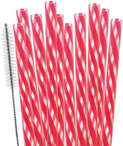 Dakoufish Replacement Straws for StanleylOwalalHydro Jug 40oz 30oz Tumbler,10 Pack 12 Inch Red Reusable Straws With Cleaning Brush For Stanley Simple Modern Cup,Dishwasher Safe. by Dakoufish