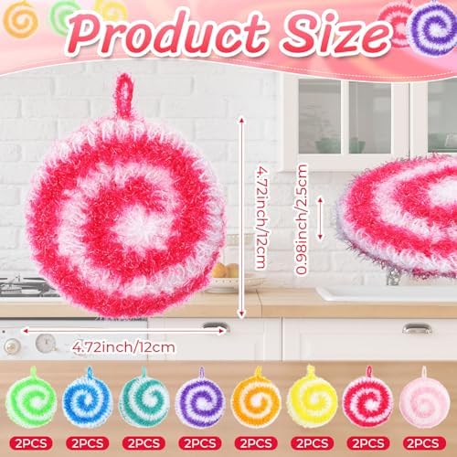 Kenning 12 Pcs Dish Scrubber Non Scratch Dish Washing Scrubbers Reusable Household Cleaning Kitchen Tools for Dishwashing Washing Dishes Cookware Tubs Sinks (Candy) - Image 2