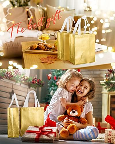 Eccliy 80 Pcs Reusable Gift Bags, Medium, Gold - Image 6