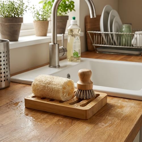 Bamboo Soap Dish, Bar Soap Holder Self Draining Soap Dish Natural Bamboo Soap Holder Waterproof Anti-Slip Wooden Soap Dishes for Bar Soap Saver Tray for Shower Bathroom Kitchen Sink Bathtub - Image 7