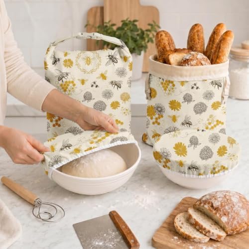 Britimes Reusable Bread Bags Set, Beeswax, XL, Zero Waste, Honeybee Bee - Image 7