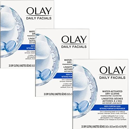 Olay Daily Facial Cleansing Cloths for a Deeply Purifying Clean, Makeup Remover, 33 Count (Pack of 3) by Olay