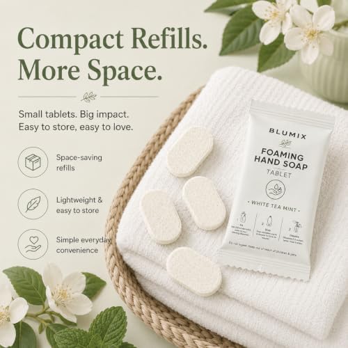 Foaming Hand Soap Refill Tablets, Concentrated Hand Soap Tablets, Just Add Warm Water, For Reusable Foaming Soap Dispensers (6 Count, White Tea Mint, Refill Only) - Image 5
