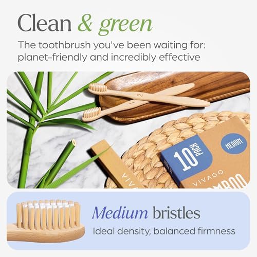 VIVAGO Bamboo Toothbrushes - Medium Bristles Toothbrushes for Adults - Image 2