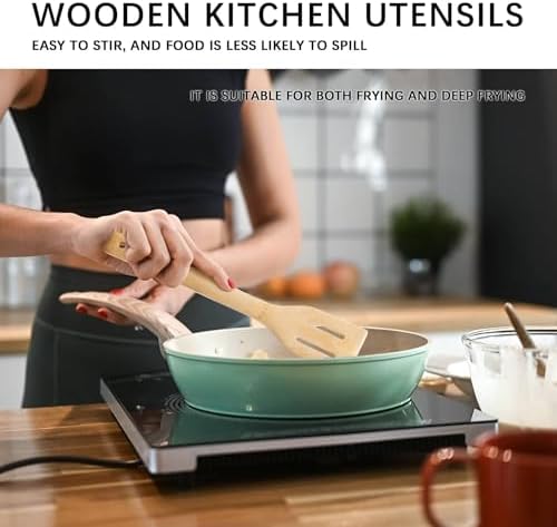 Wooden Spoons for Cooking, 5-Piece Bamboo Cooking Utensil Set - Image 5