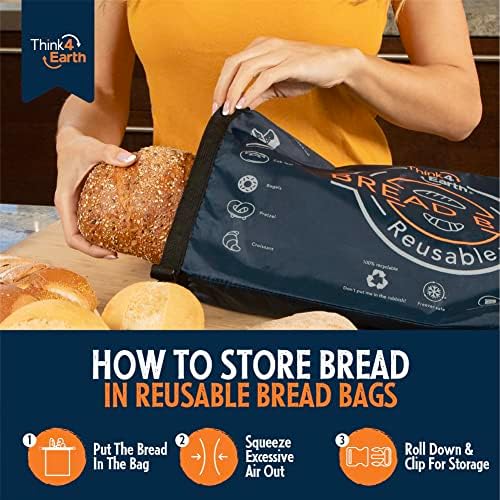 Think4Earth® – Bread Bag - Reusable Freezer Bag for Homemade Bread Maker Gift Giving - Container for Sourdough Loafs Storage, Large Bags with Double Lining - Image 5