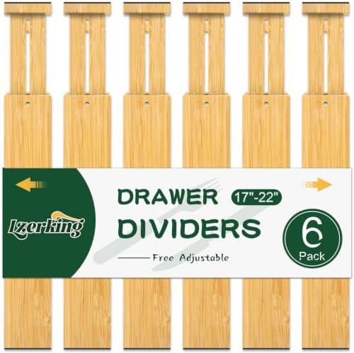 Lzerking Kitchen Drawer Dividers 6 Pack Bamboo Drawer Organizers by Lzerking