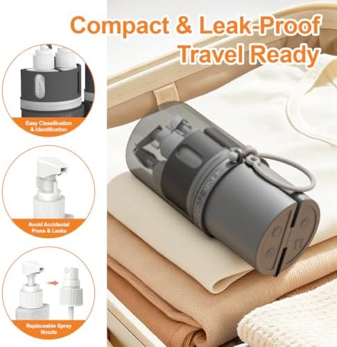 YOTIME 4 in 1 Travel Dispenser Bottle, Refillable Toiletries Container Set - Image 5