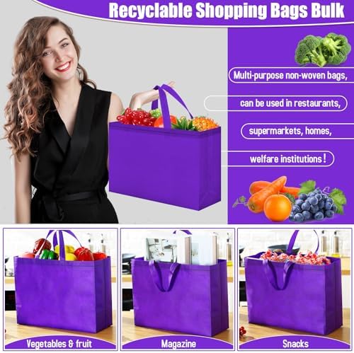 Windyun Reusable Grocery Bags Large Non Woven Shopping Bags with Handles Foldable Portable Tote, 16x6x12 Inch - Image 4