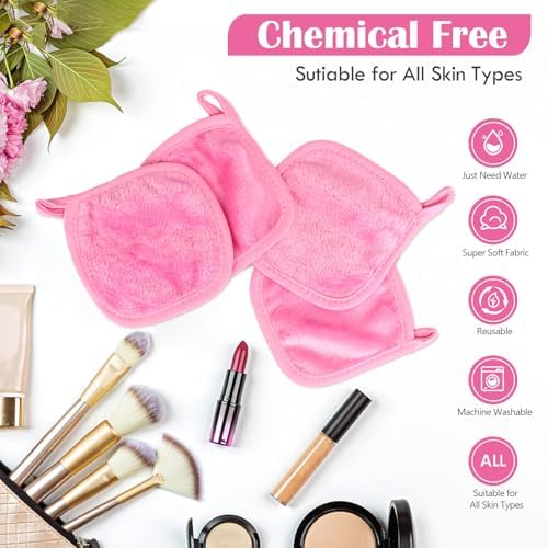 Orighty Makeup Remover Cloths, 12 Pack Makeup Eraser Cloth, 5x5 Inch Pink - Image 3