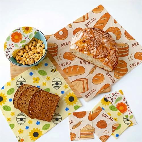 Reusable Beeswax Wraps, Bread Floral Bee Wraps, 9 Pack, For Sandwich, Bread, Fruit, Bowl, Eco-Friendly, Organic Cotton, Sustainable, Zero Waste, Plastic-Free, 1XL, 3M, 5S - Image 4