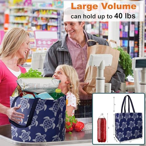 BeeGreen Animal Reusable Grocery Bags - W13*H13*D7 6 Packs Lightweight Shopping Totes with Long Handles, Water Resistant,Durable and Portable - Perfect for Groceries, Supermarket, Gifts, and More - Image 3