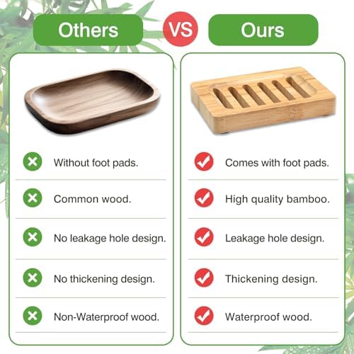 2-Pack Bamboo Wood Soap Dishes – Soap Draining Holders for Bathroom & Kitchen, Eco-Friendly - Image 3