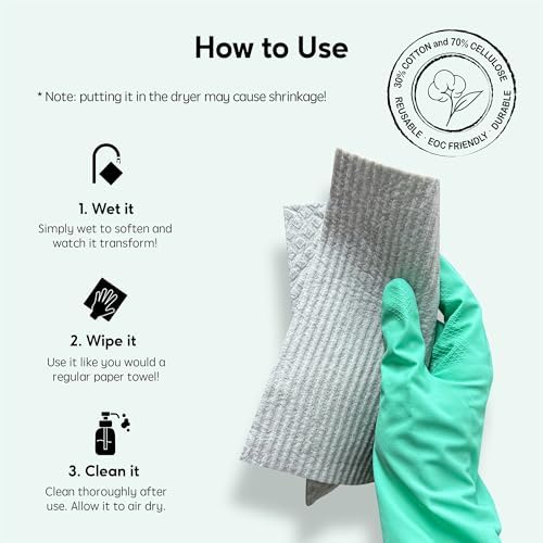 Swedish Dishcloths for Kitchen, 5 Pack Swedish Dish Cloths, Ultra Absorbent Reusable Paper Towels, Cellulose Sponge Cloths, Quick Drying, No Odor, Dishwasher Safe Orange - Image 4