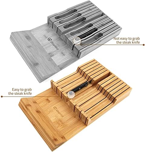 Utoplike In-Drawer Knife Block Bamboo Drawer Organizer, 12 Knives Holder - Image 4
