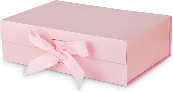 DaiJoob Large Pink Gift Box with Lid for Presents 13x9x4 Inch with Ribbon and Magnetic Closure (Pack of 1)