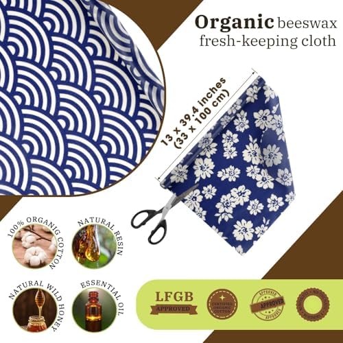 3 Rolls 13 x 40 Inches Japanese Style Beeswax Wraps - Image 2