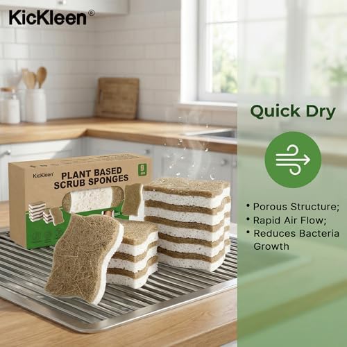 9 Pack Biodegradable Natural Dish Kitchen Sponges - Image 3