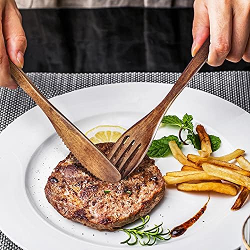 Portable Wooden Cutlery Set for Travel and Camping - 4 Piece Set With Reusable Wooden Spoon, Fork, Knife and Chopsticks - Image 5