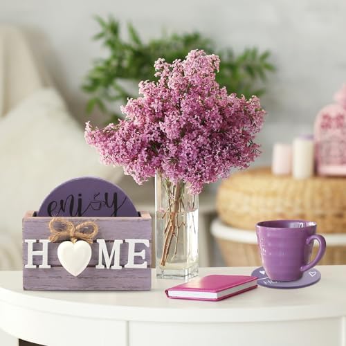 Queekay House Warming Gifts New Home Farmhouse Coasters Set of 6, Purple - Image 6