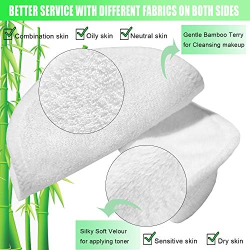 Pinowu Reusable Makeup Remover Pads (16pcs Pads + Carry Bag + Wash Bag), Washable Eco-Friendly Cotton Rounds Face Wipe for All Skin Types - Image 3