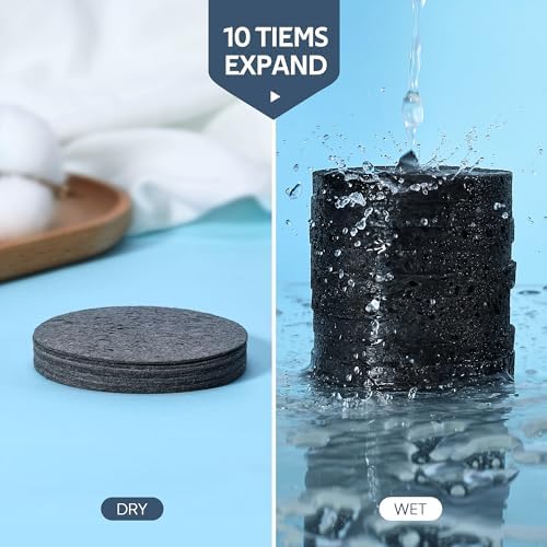 GAINWELL 50-Count Black Compressed Facial Sponges for Daily Facial Cleansing and Exfoliating, 100％ Natural Cosmetic Spa Sponges for Makeup Remover, Reusable - Image 4