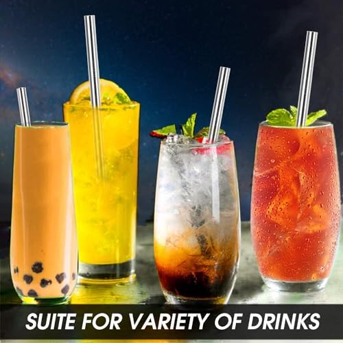 Vinaco 4 Pack 0.4" Wide Bore Reusable Stainless Steel Metal Smoothie Straws - Image 6
