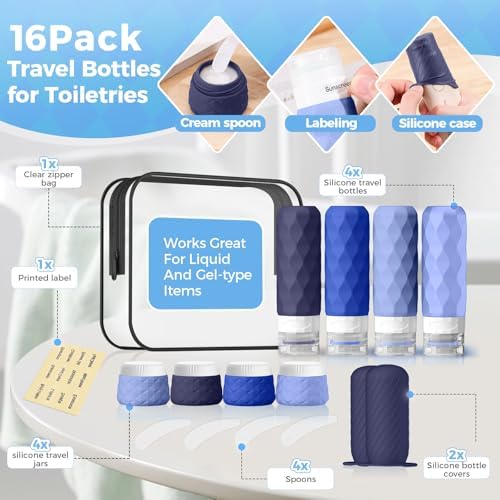 Silevoler 16Pack Travel Bottles for Toiletries, Bottles, Jars, and Covers - Image 3