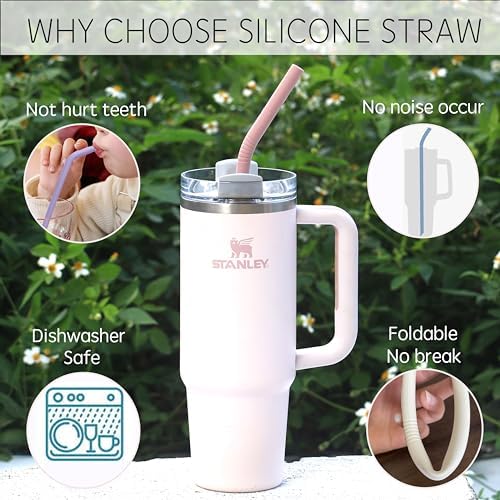 Pastel Color 14” Extra Long Silicone Replacement Straw for 40 oz Stanley Cup, Reusable Flexible Tall Giant Big Drinking Straw for Quencher Tumbler,1Gallon/64 oz Water Bottle,Hydro Jug-6 pack - Image 4