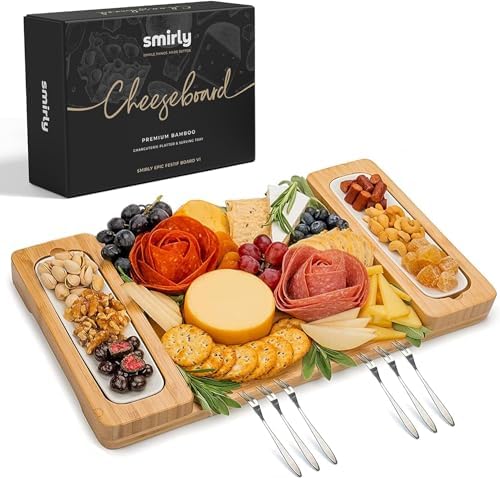SMIRLY Bamboo Charcuterie Board Set with Serving Accessories by Smirly