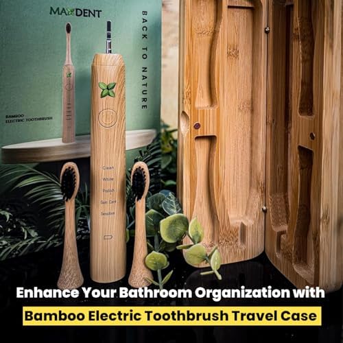 Natural Bamboo Toothbrush Holder, Wooden Bathroom Organizer with 3 Compartments, Freestanding Decorative Storage for Manual and Electric Brushes, Compact Design (12 x 4 x 3.5 Inch) - Image 7