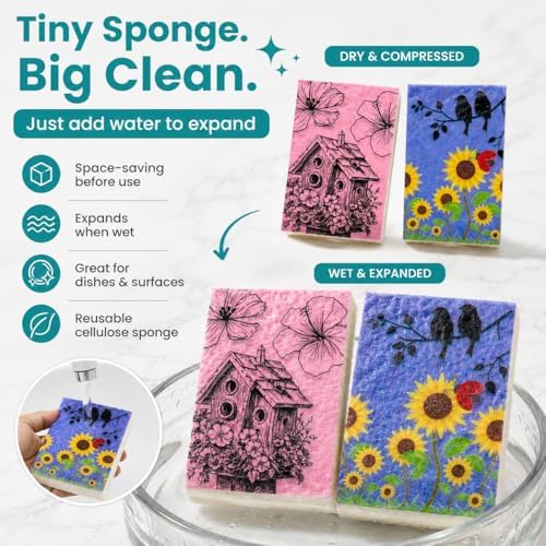 Ultimate Cleaning Kit – 7 Items: 2 Swedish Dishcloths, 2 Compressed Cellulose Sponges, 2 Glass Cleaning Cloths, 1 Mesh Scrubbing Cloth (No Metal) | Low-Waste, Plant-Based Essentials - Image 4